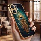 Vivo T4 Pro 5G Golden Peacock Feather Gold Electroplated Glass Phone Back Case