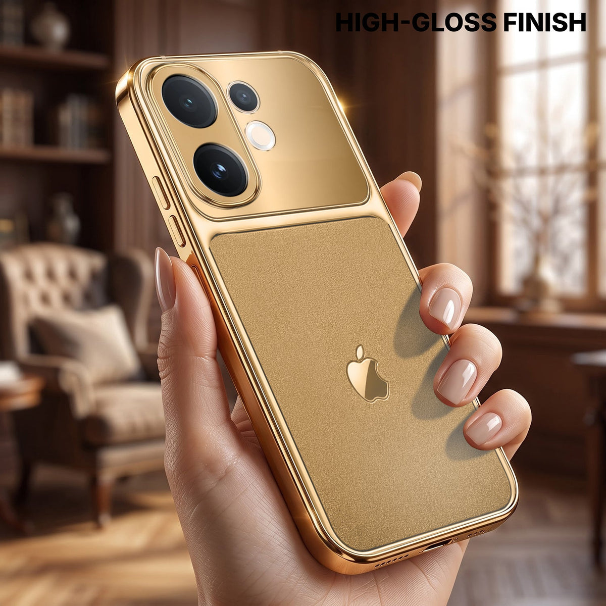 Vivo V60e 5G Royal Touch Apple Gold Electroplated Glass Phone Back Case