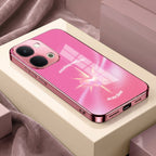 Vivo T5x 5G Luxury Shree Radha Pink Electroplated Glass Phone Back Case