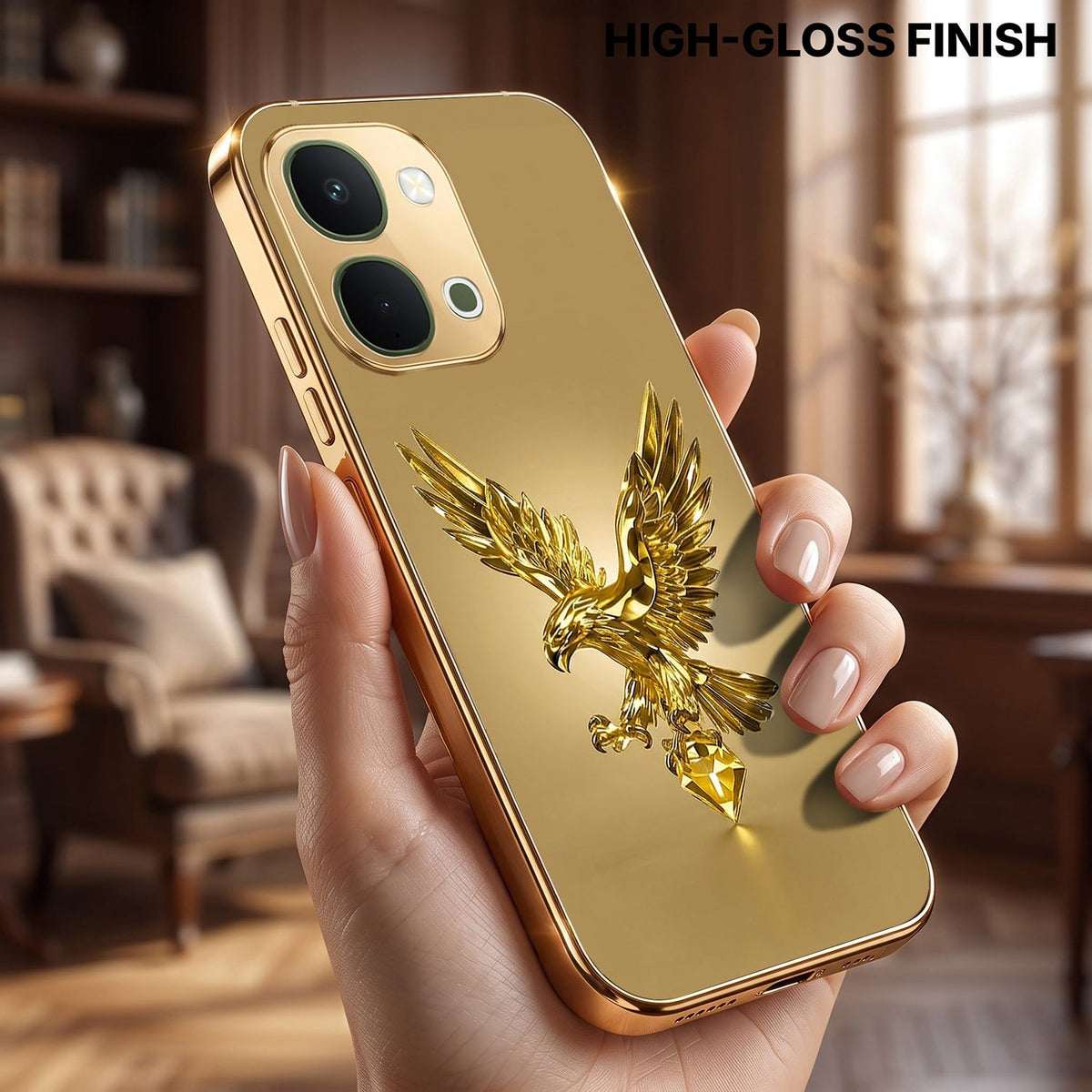 Vivo Y51 Pro 5G Golden Eagle Gold Electroplated Glass Phone Back Case