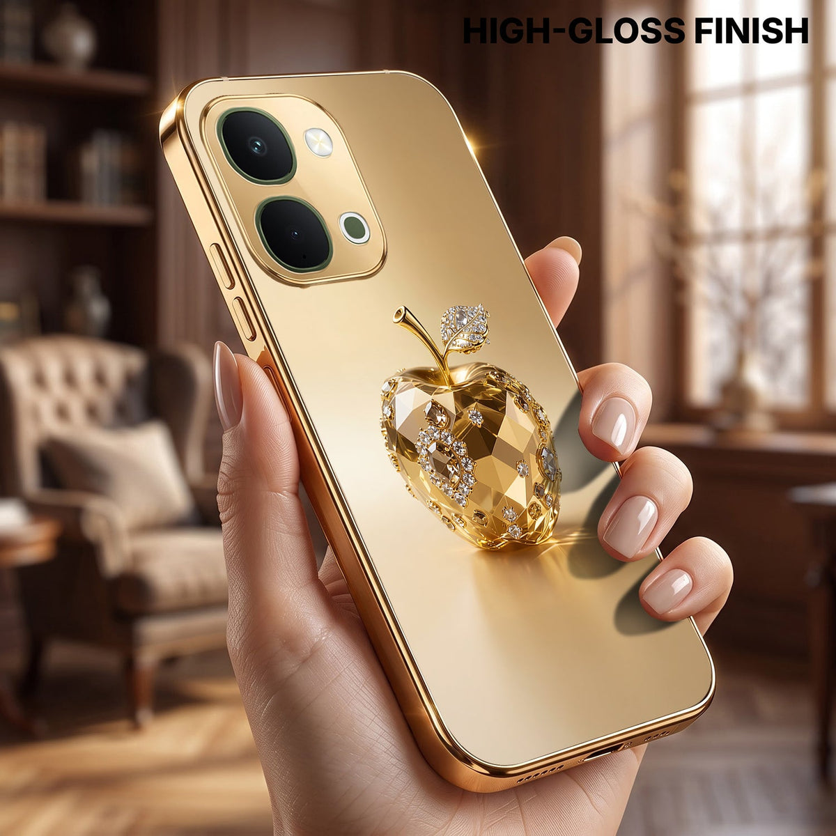 Vivo Y51 Pro 5G Golden Apple Gold Electroplated Glass Phone Back Case