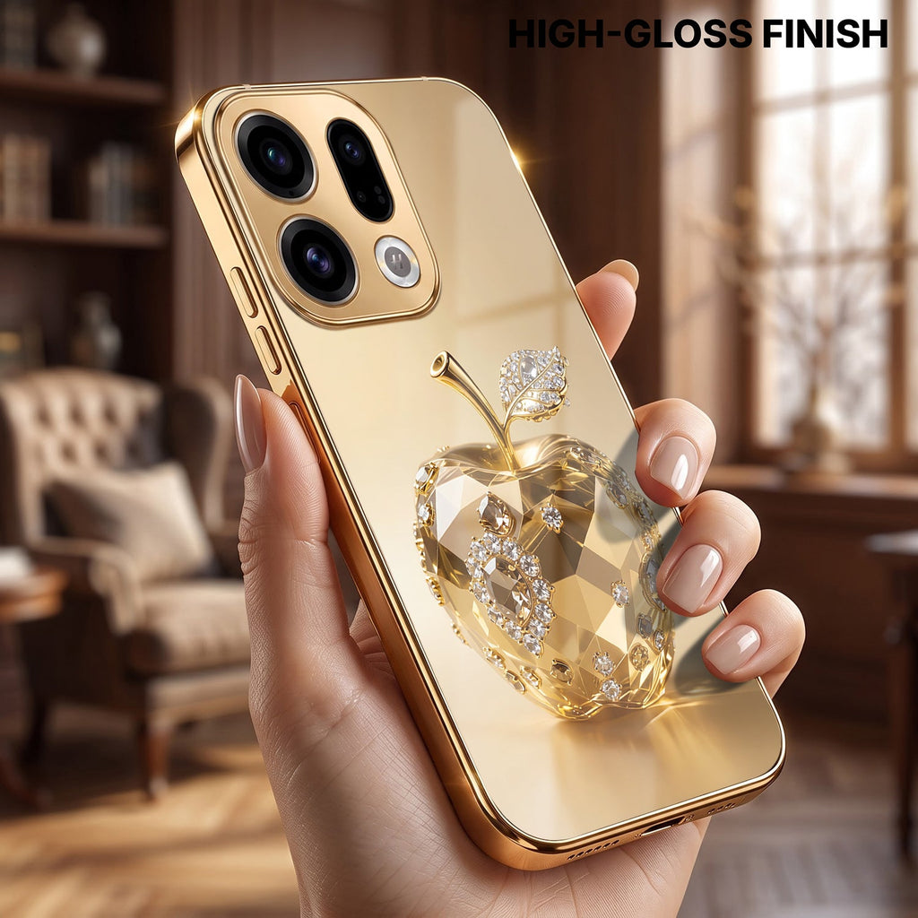 Oppo Find X9 5G Golden Apple Gold Electroplated Glass Phone Back Case