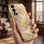 Oneplus Nord 5 5G Golden Butterfly Gold Electroplated Glass Phone Back Case