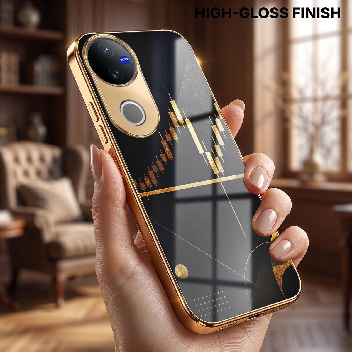 Vivo V50 5G Trading Candles Gold Electroplated Glass Case