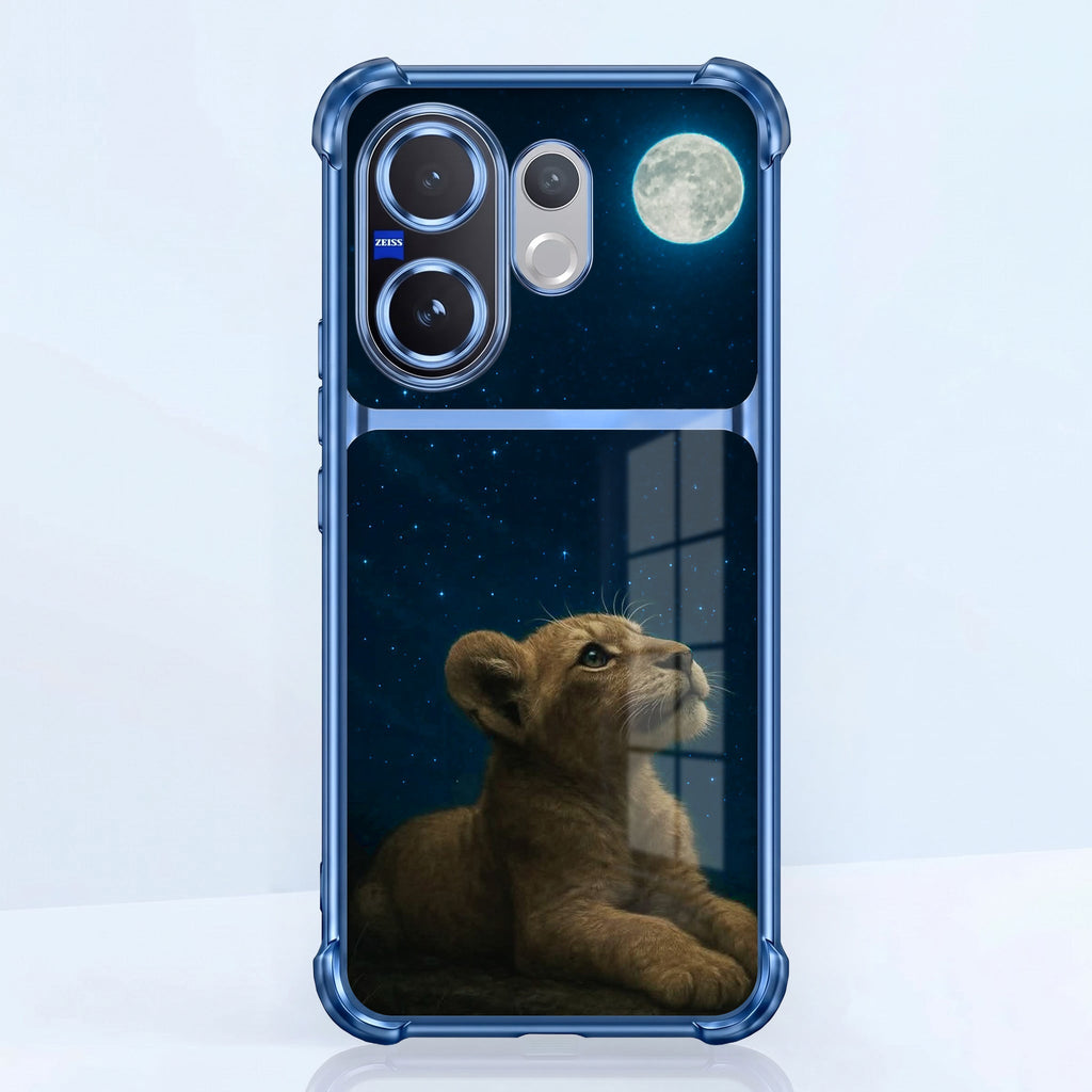 Vivo V60 5G Moonlit Baby Lion Dual-Tone Transparent Blue Airbags Case