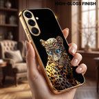 Samsung Galaxy A36 5G Panther Gold Electroplated Glass Phone Back Case