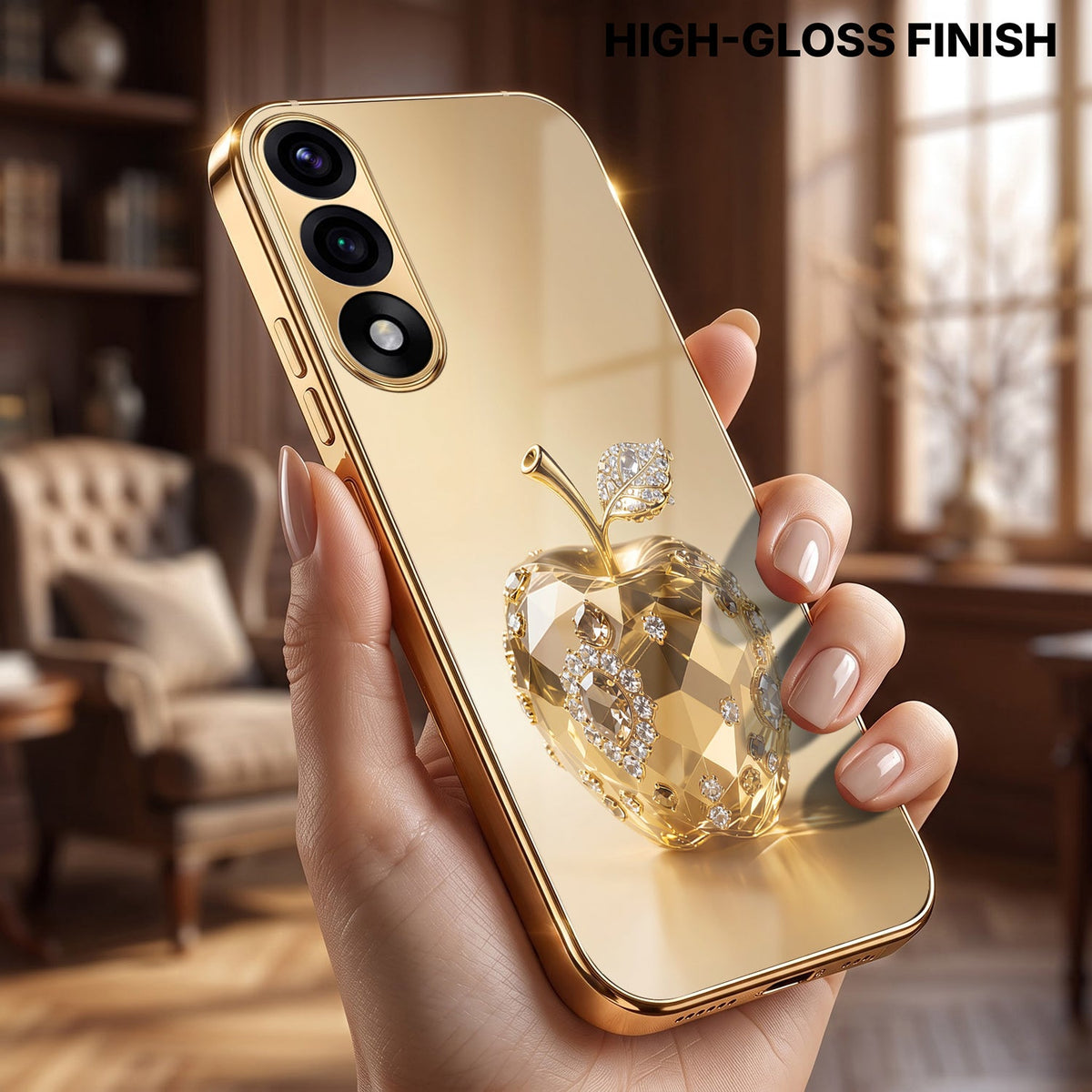 Oneplus Nord 5 5G Golden Apple Gold Electroplated Glass Phone Back Case