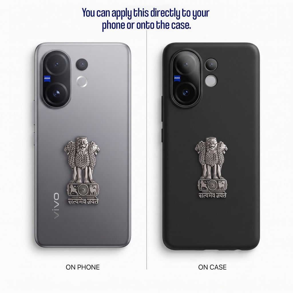 Vivo V60 5G Compatible Satyamev Jayate 3D Metal Emblem Sticker