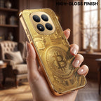 Redmi Note 15 Pro+ 5G Bitcoin Gold Electroplated Glass Phone Back Case
