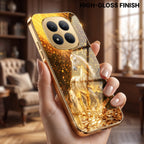 Redmi Note 15 Pro+ 5G Golden Horse Sparkle Gold Electroplated Glass Phone Back Case