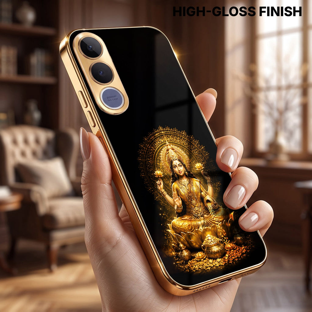Vivo V70 FE 5G Golden Maa Lakshmi Gold Electroplated Glass Phone Back Case
