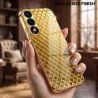 Oneplus Nord 5 5G Golden Criss Cross Gold Electroplated Glass Phone Back Case
