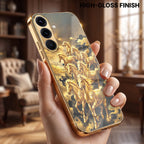 Samsung Galaxy A56 5G Horses Royal Glory Gold Electroplated Glass Phone Back Case