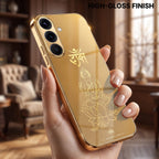 Samsung Galaxy A56 5G Shree Lakshmi Divine Gold Electroplated Glass Phone Back Case