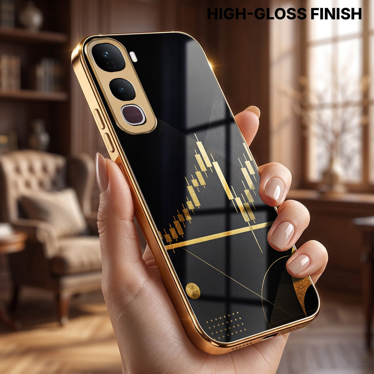 Vivo V70 FE 5G Trading Candles Gold Electroplated Glass Phone Back Case