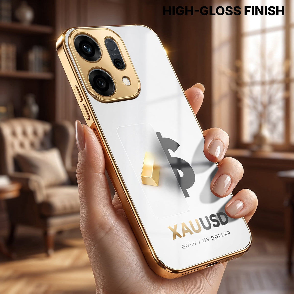 Oppo Reno 14 5G Luxury XAU/USD Gold Electroplated Glass Case