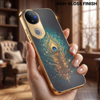 Vivo T4R 5G Golden Peacock Feather Gold Electroplated Glass Phone Back Case