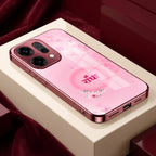 Oppo Reno 14 5G Luxury Shree Radha Pink Electroplated Glass Phone Back Case