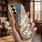 Samsung Galaxy A36 5G Luxury Wealth Trader Gold Electroplated Glass Phone Back Case