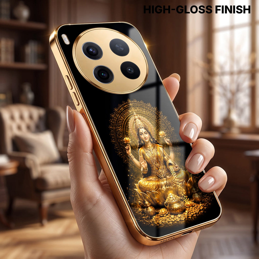 Vivo X300 Pro 5G  Golden Maa Lakshmi Gold Electroplated Glass Phone Back Case