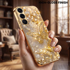 Samsung Galaxy A56 5G Golden Butterfly Gold Electroplated Glass Phone Back Case