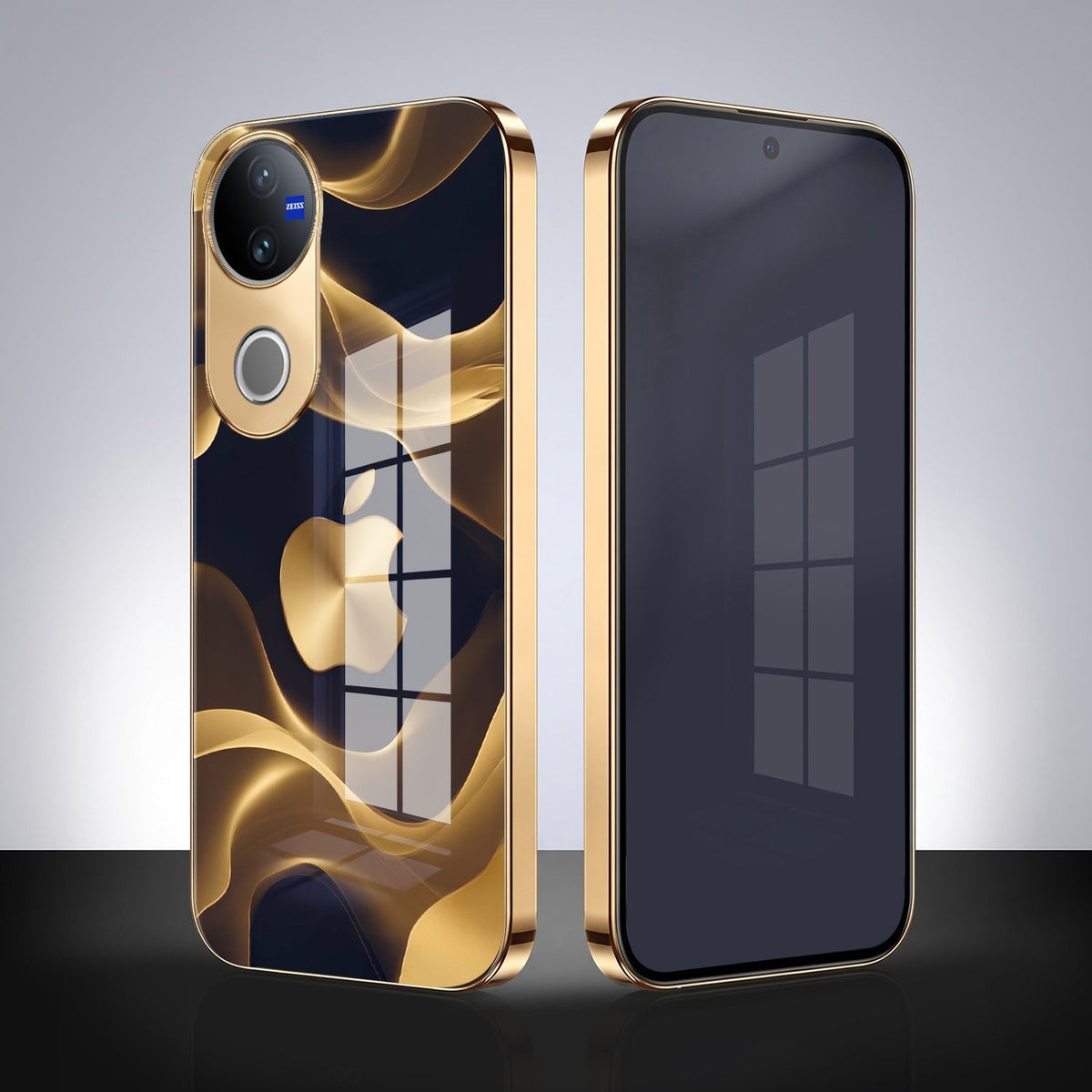 Vivo T4R 5G Luxury Wave Gold Electroplated Glass Phone Back Case
