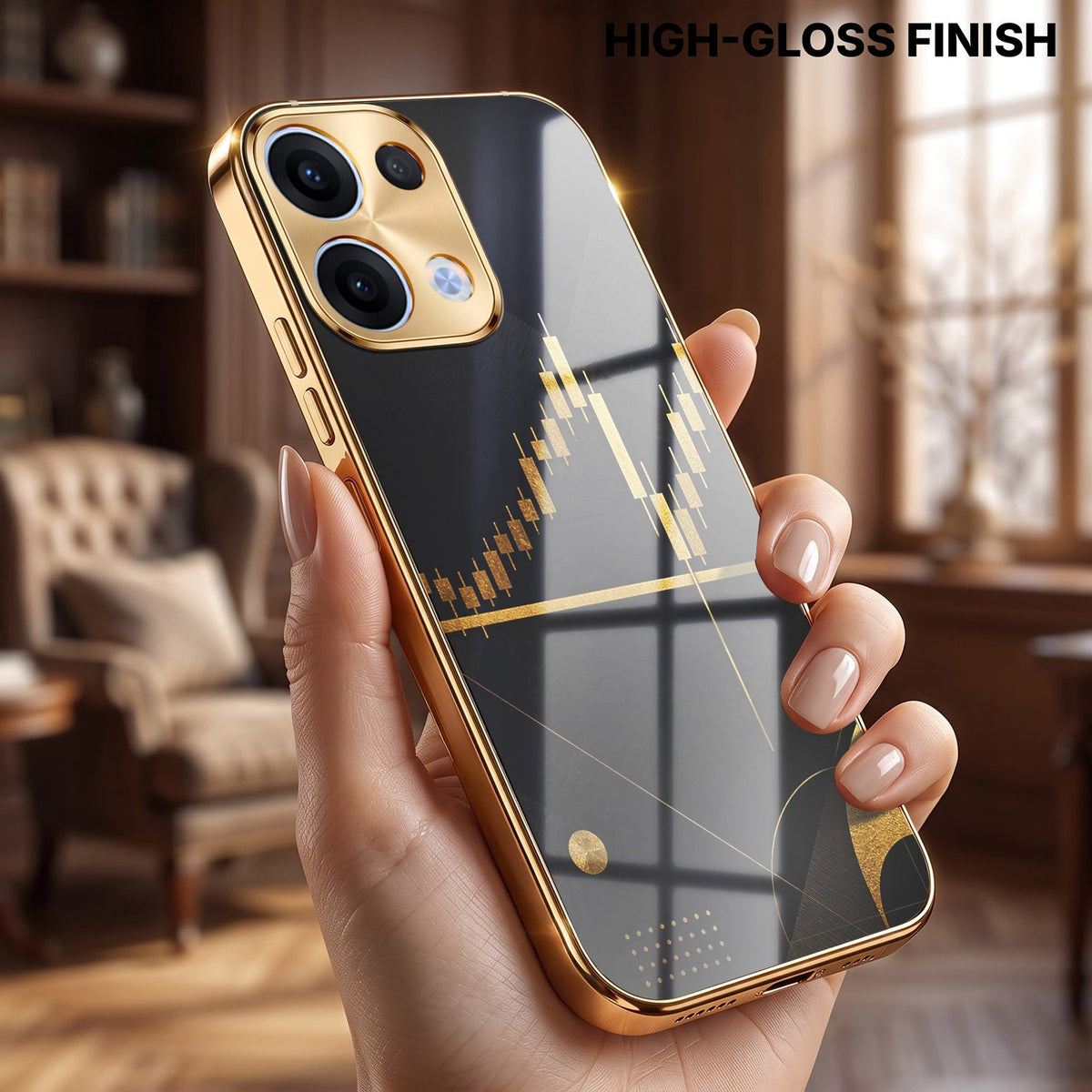 Oppo Reno 13 5G Trading Candles Gold Electroplated Glass Case