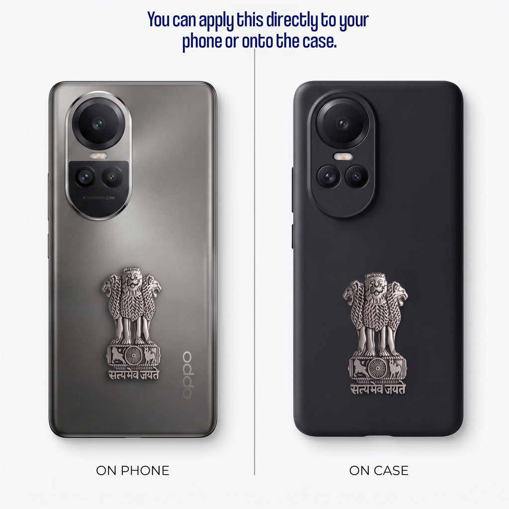 Oppo Reno 10 5G Compatible Satyamev Jayate 3D Metal Emblem Sticker