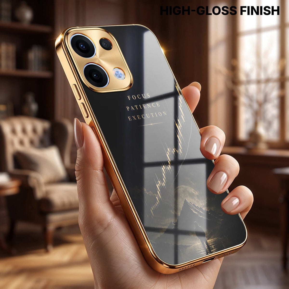 Oppo Reno 13 5G Focus Electroplated Gold Glass Case
