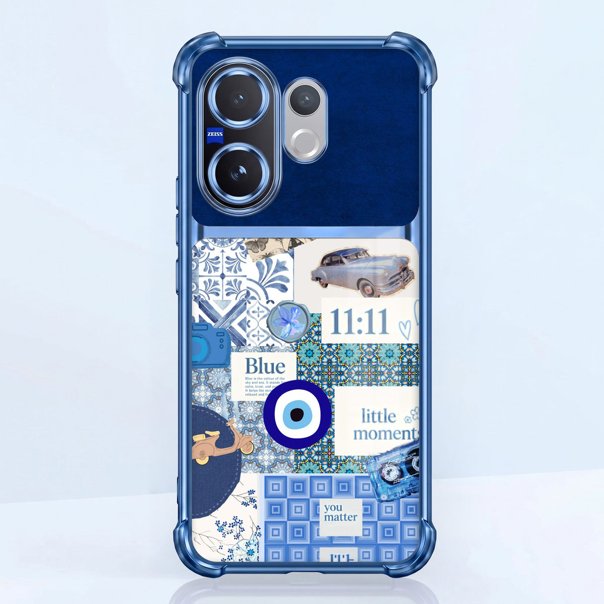 Vivo V60 5G 11:11 Lucky Vibes Dual-Tone Transparent Blue Airbags Case