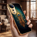Vivo V40 Pro 5G Golden Peacock Feather Gold Electroplated Glass Phone Back Case