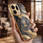 Oppo Find X9 5G Royal Emblem Gold Electroplated Glass Phone Back Case