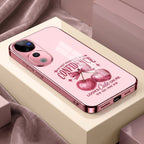 Vivo V40 Pro 5G Luxury Cherry Bow Pink Electroplated Glass Phone Back Case