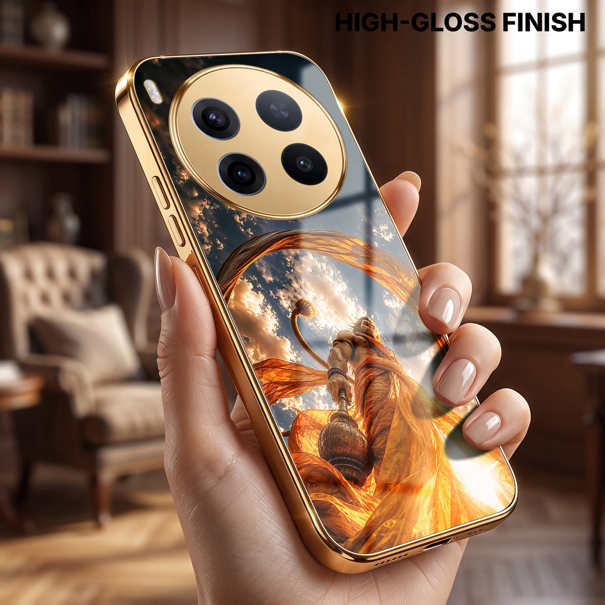 Vivo X300 Pro 5G Divine Hanuman Gold Electroplated Glass Phone Back Case