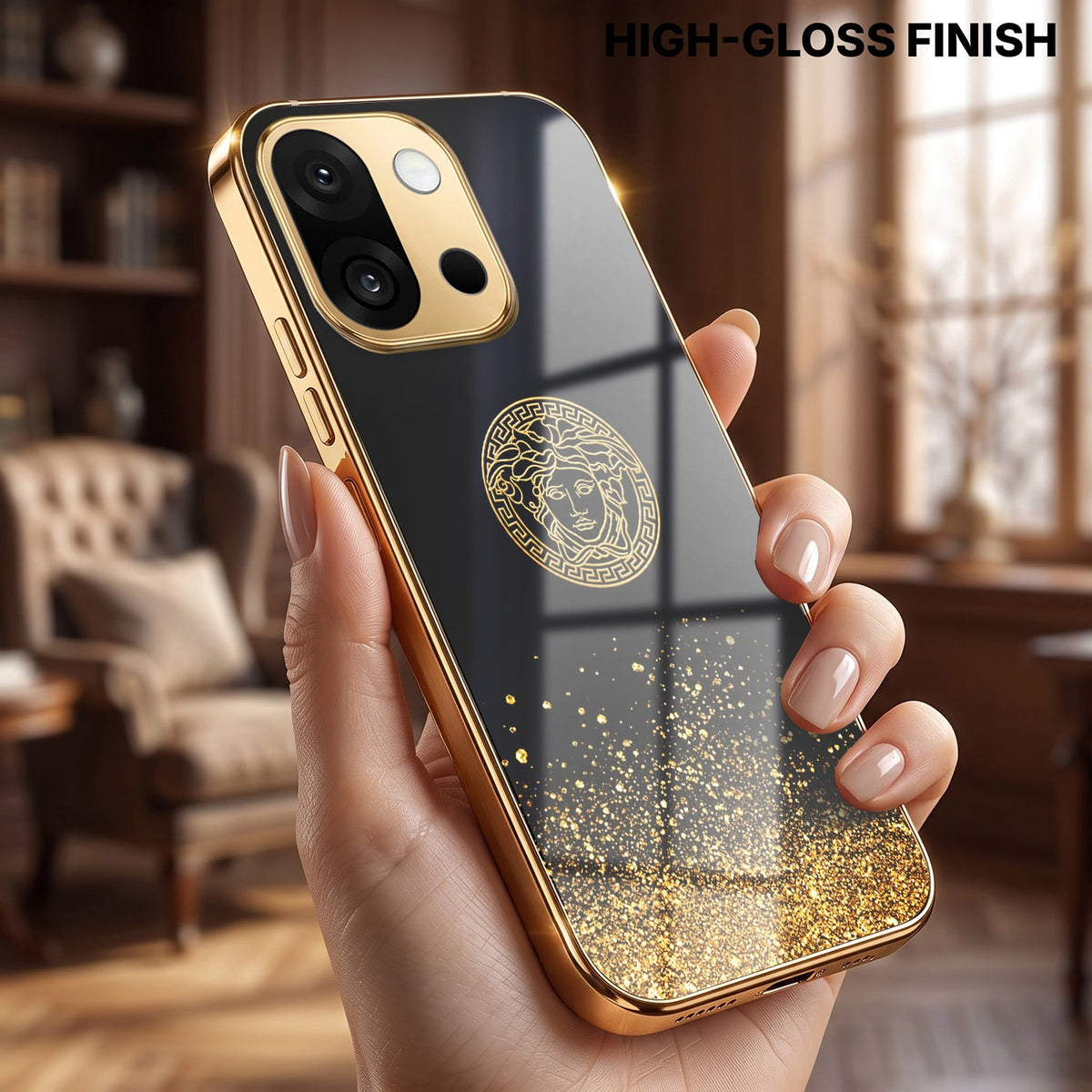 OnePlus 13s 5G Medusa Head Gold Electroplated Glass Phone Back Case