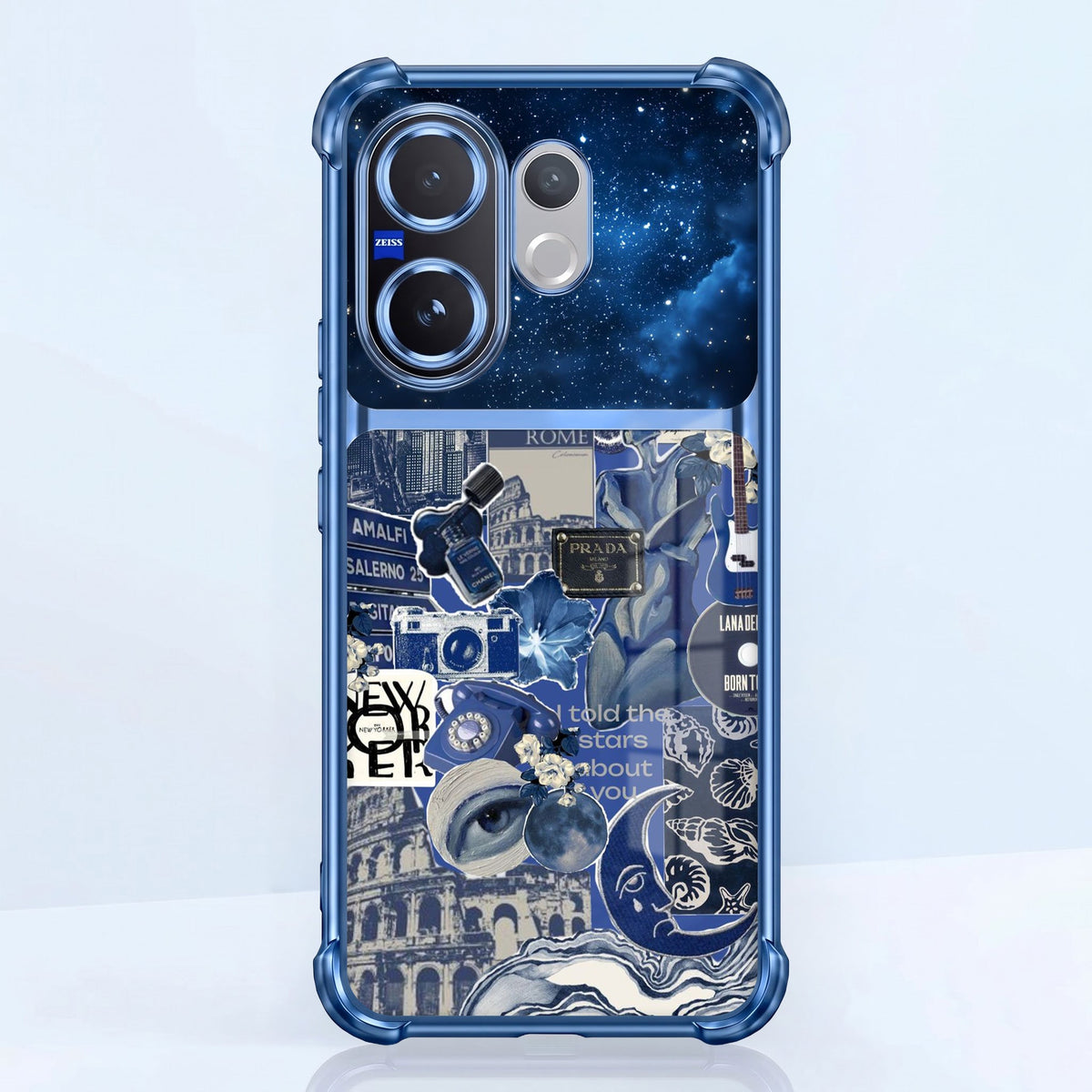 Vivo V60 5G Cosmic Vintage Dual-Tone Transparent Blue Airbags Case