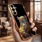 Samsung Galaxy A36 5G Panther Gold Electroplated Glass Phone Back Case