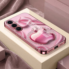 Samsung Galaxy A36 5G Luxury Apple Logo Pink Electroplated Glass Phone Back Case
