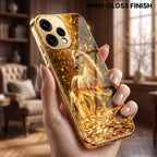 Oppo Reno 15 5G Golden Horse Sparkle Gold Electroplated Glass Phone Back Case