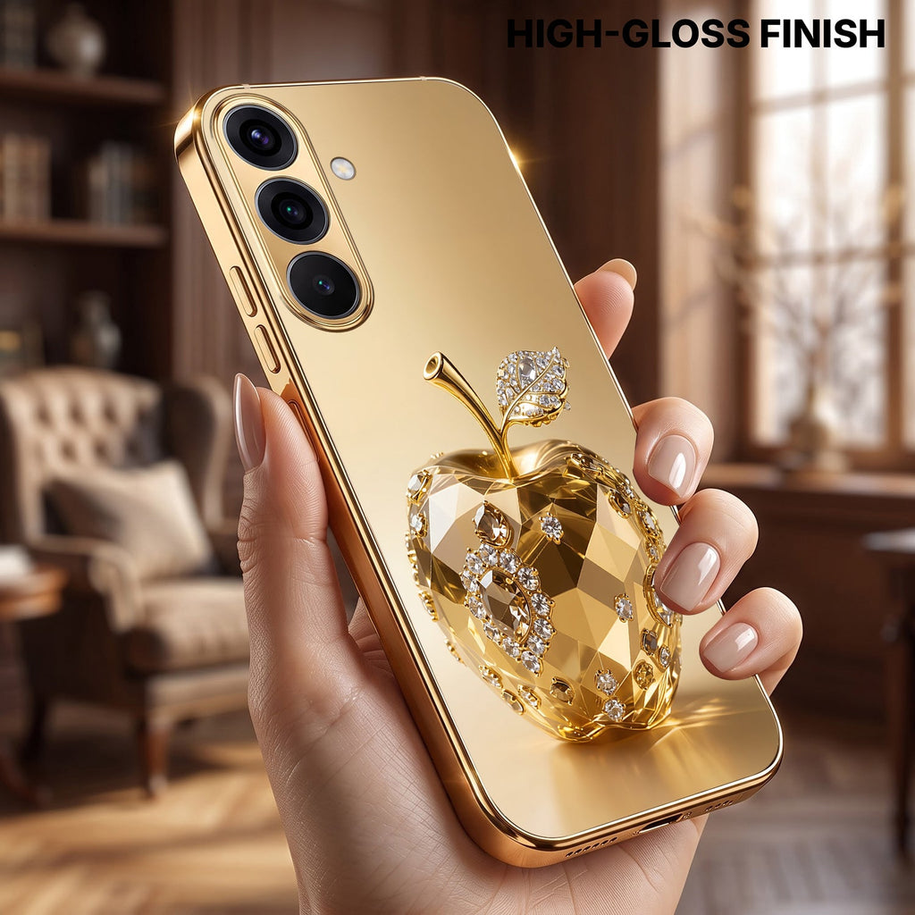 Samsung Galaxy A56 5G Golden Apple Gold Electroplated Glass Phone Back Case