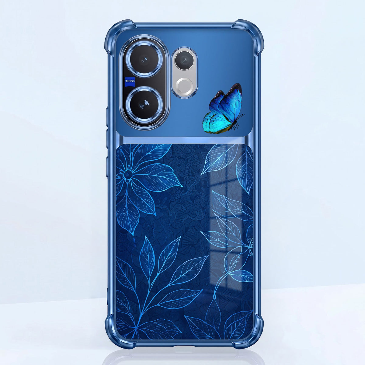 Vivo V60 5G Azure Butterfly Dual-Tone Transparent Blue Airbags Case