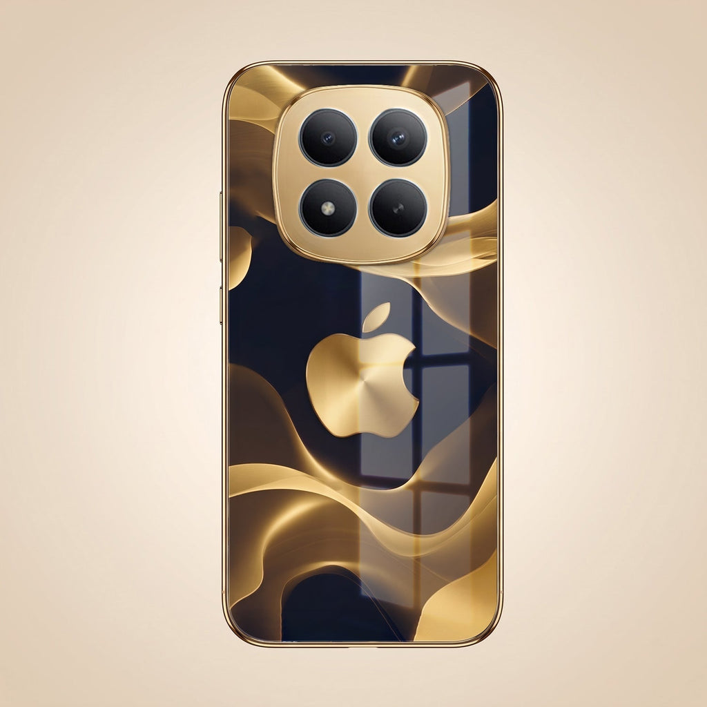 Redmi Note 15 Pro+ 5G Luxury Wave Gold Electroplated Glass Phone Back Case