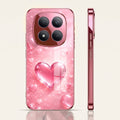 Redmi Note 15 Pro+ 5G Luxury 3D Jelly Heart Pink Electroplated Glass Phone Back Case