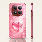 Redmi Note 15 Pro+ 5G Luxury 3D Jelly Heart Pink Electroplated Glass Phone Back Case