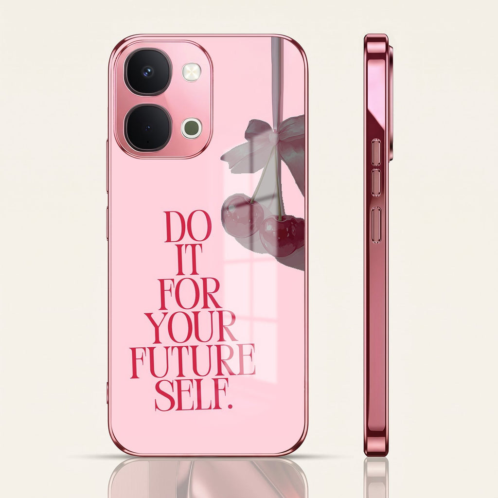 Vivo T5x 5G Future Self Pink Electroplated Glass Phone Back Case