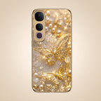Vivo Y400 Pro 5G Golden Butterfly Gold Electroplated Glass Phone Back Case