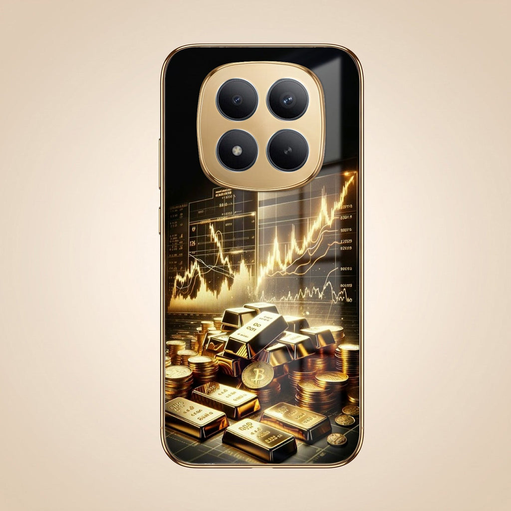 Redmi Note 15 Pro Plus 5G Luxury Wealth Trader Gold Electroplated Glass Phone Back Case