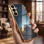 Samsung Galaxy A36 5G Porsche Luxury Gold Electroplated Glass Phone Back Case