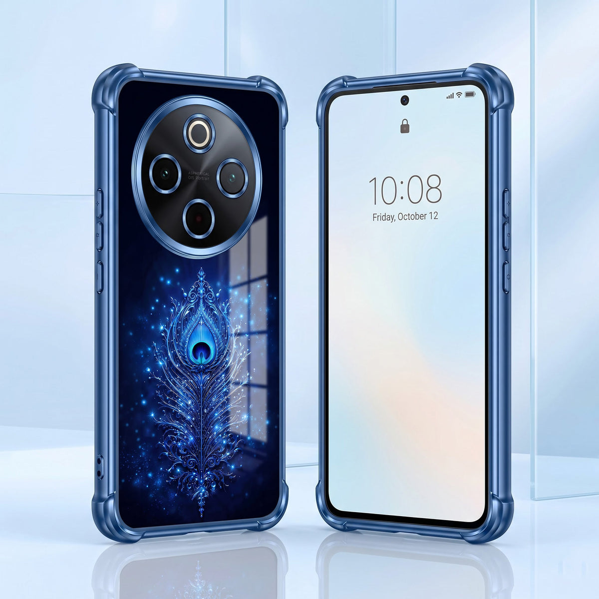 Vivo T4 5G Premium Peacock Feather Blue Airbags Printed Back Case