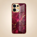 Oppo Reno 13 5G Luxury Crimson Gold Marble Electroplated Glass Case